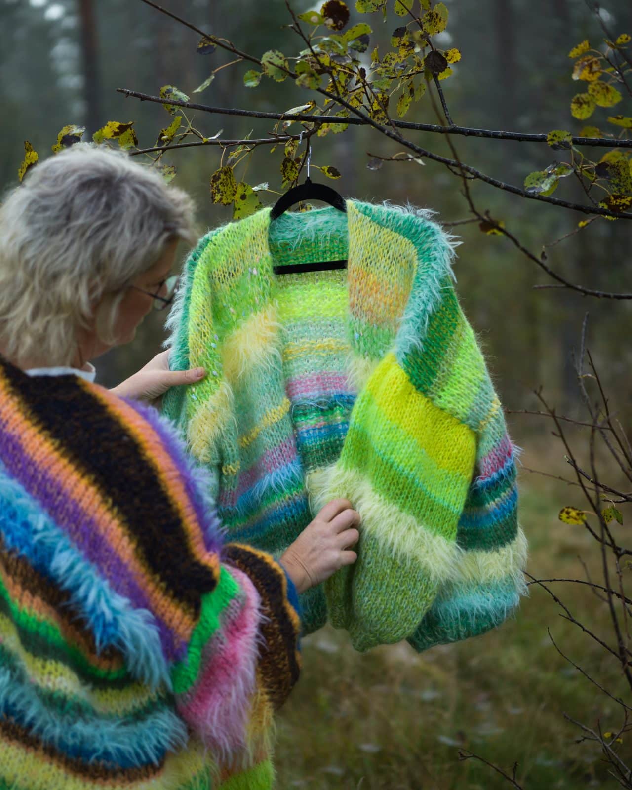 Stickad kofta i mohair, onesize nr8