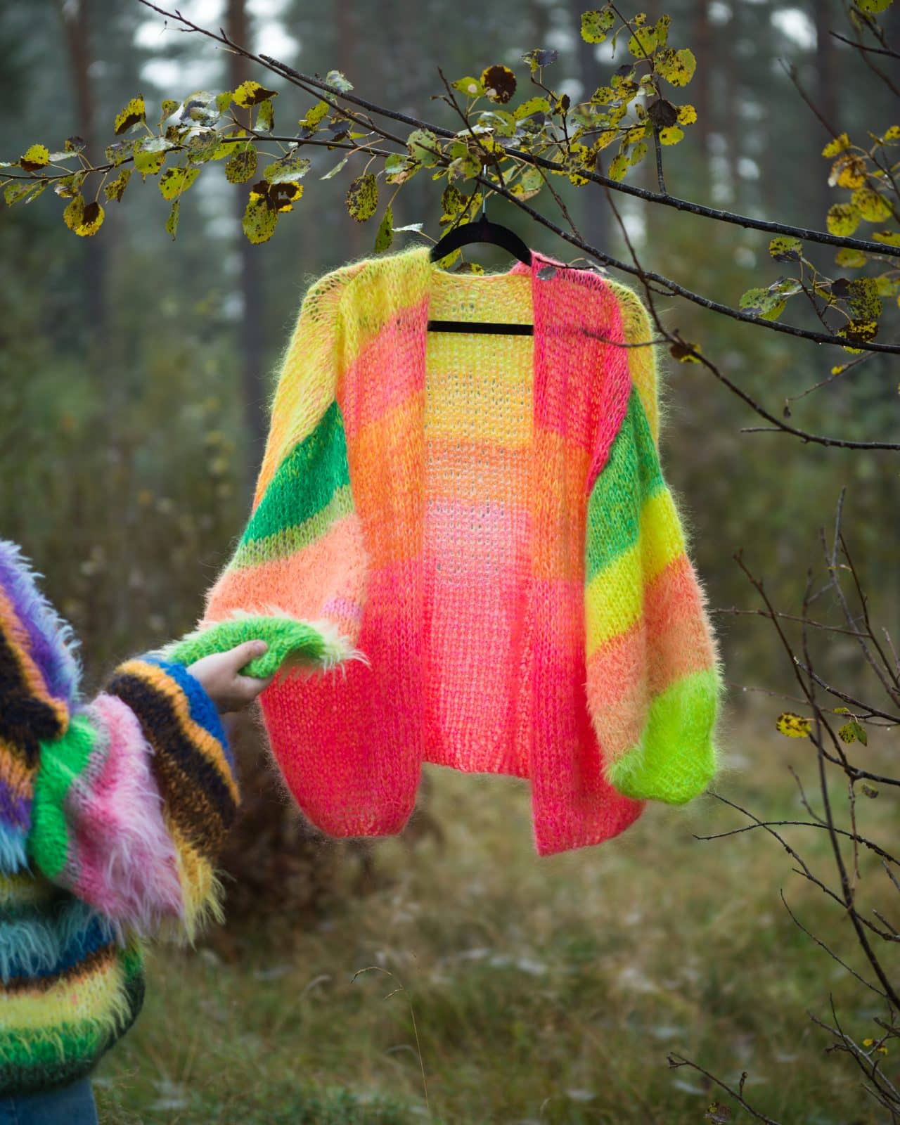 Stickad kofta i mohair, onesize nr7