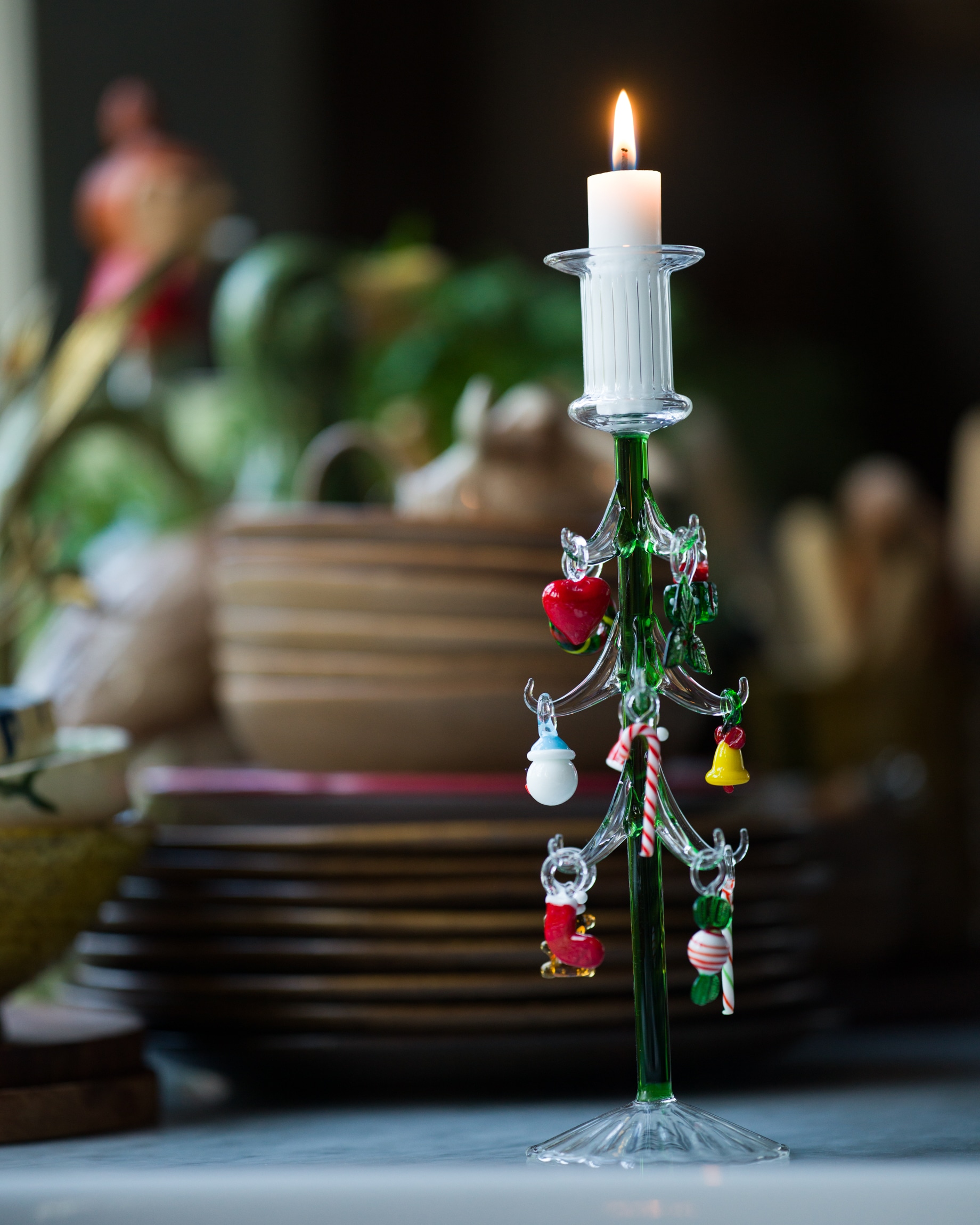 Handblåst ljusstake i glas 27cm - Bild 10