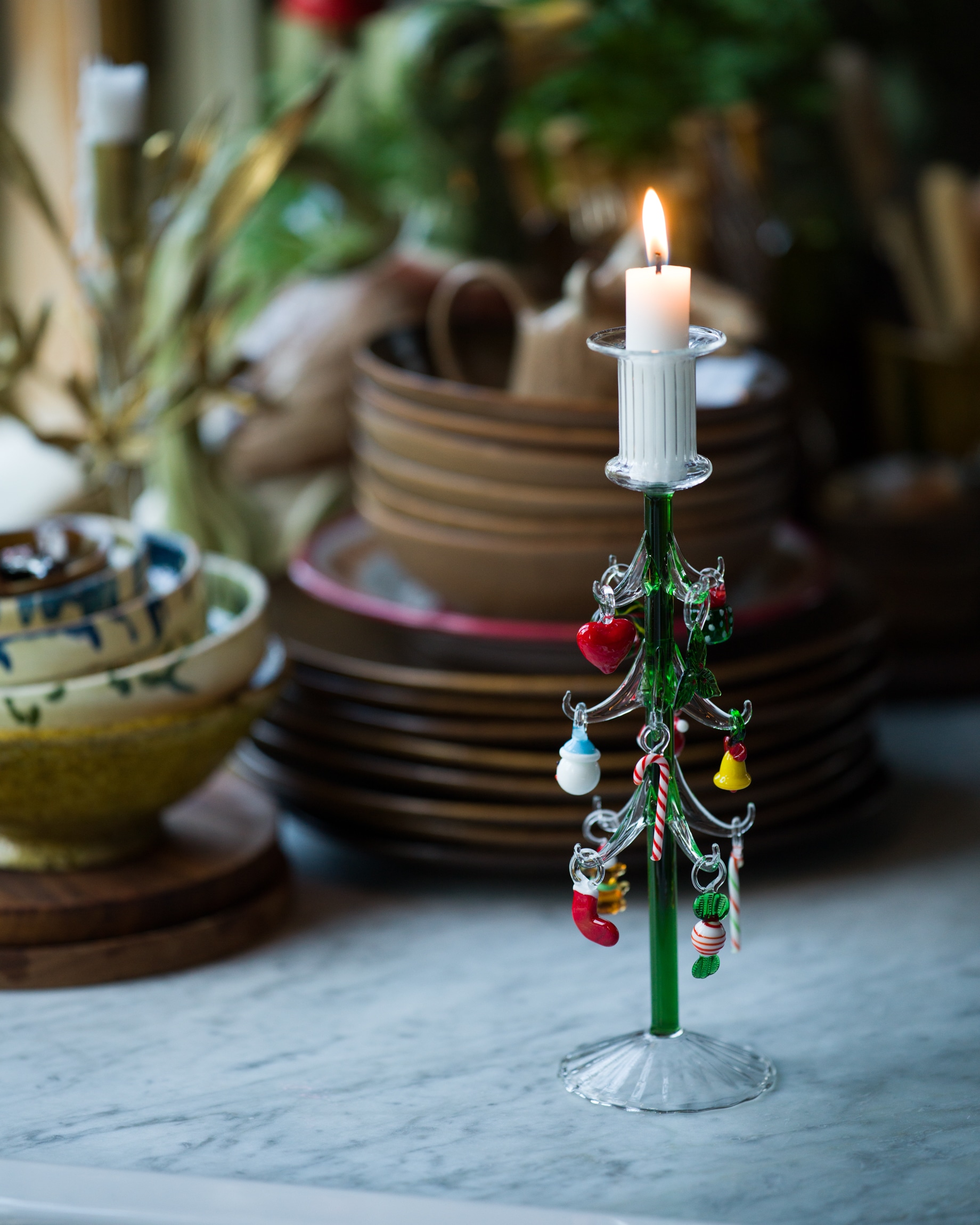 Handblåst ljusstake i glas 27cm - Bild 8