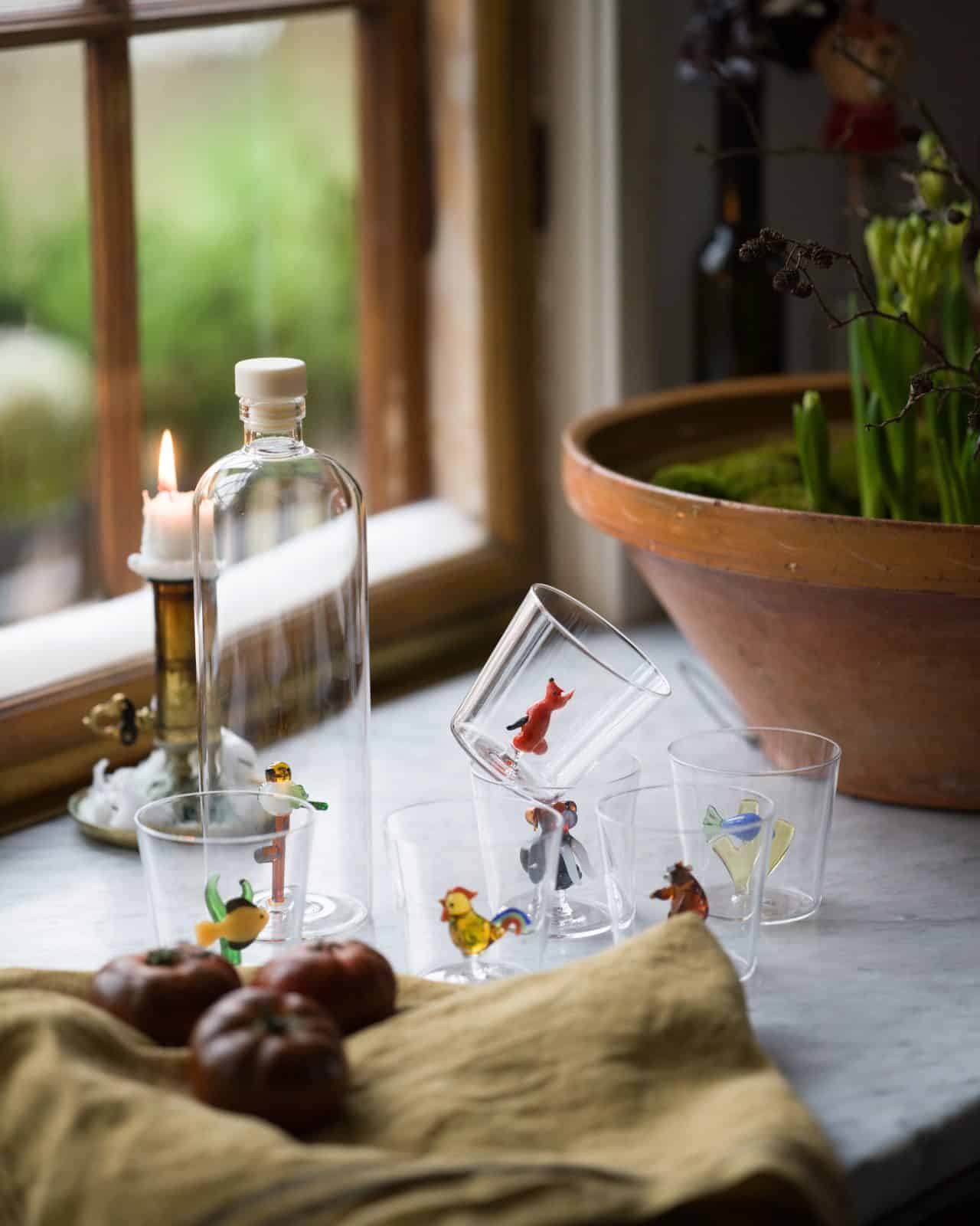 Flaska med kork Fågel